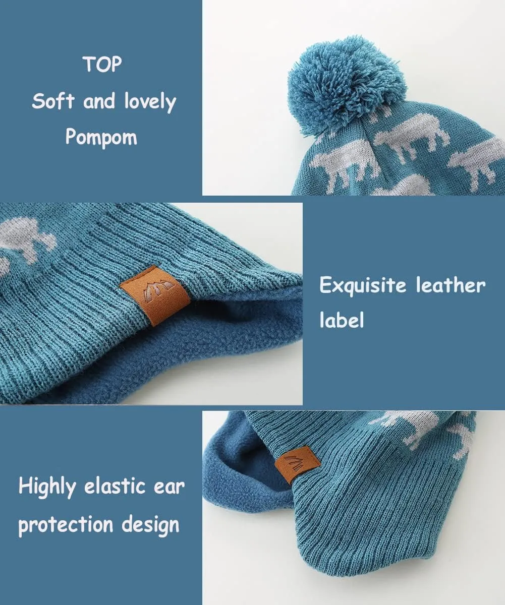 Moon Kitty Boys Winter Hats and Scarf Set Toddler Beanies Set for Boys Winter