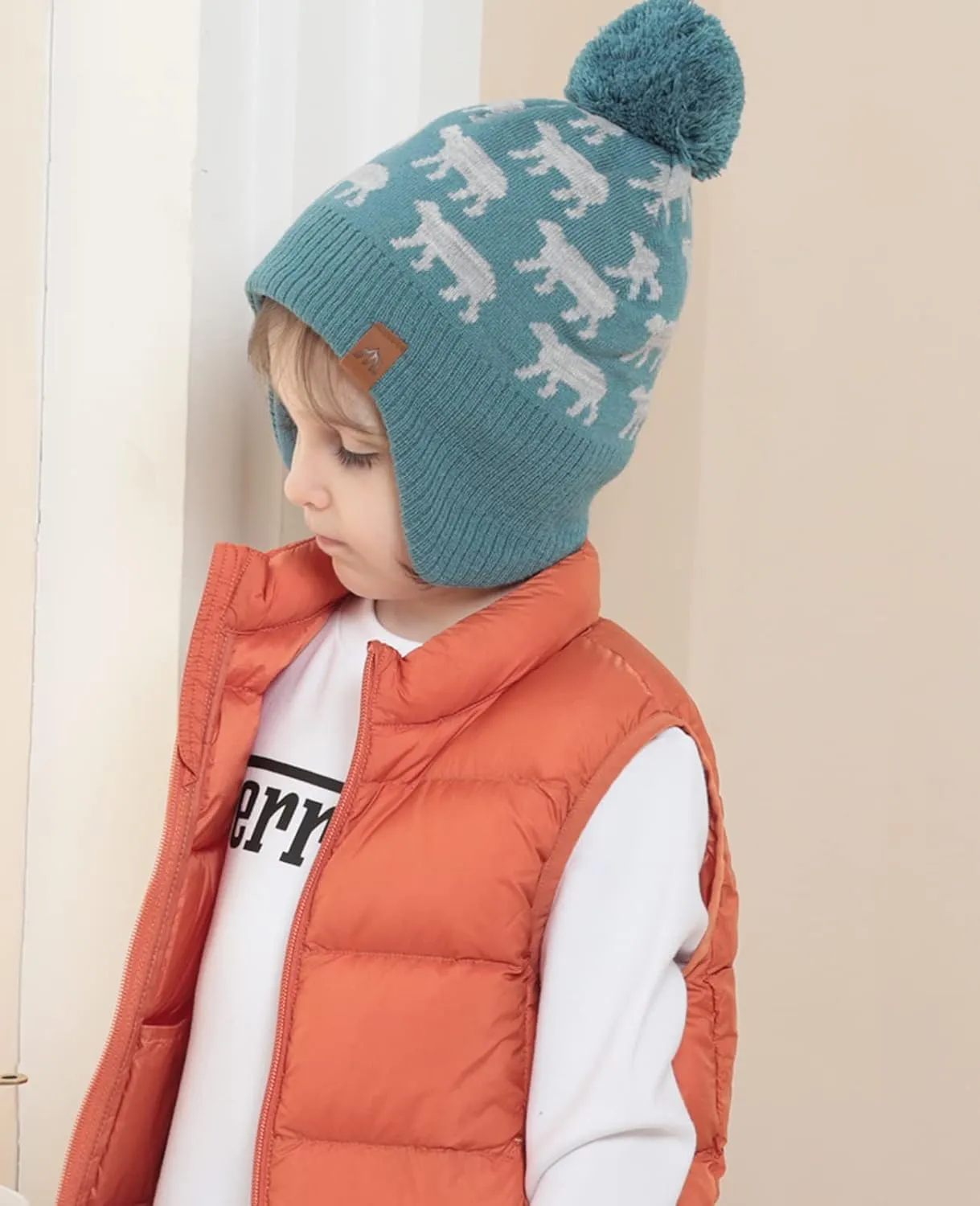 Moon Kitty Boys Winter Hats and Scarf Set Toddler Beanies Set for Boys Winter
