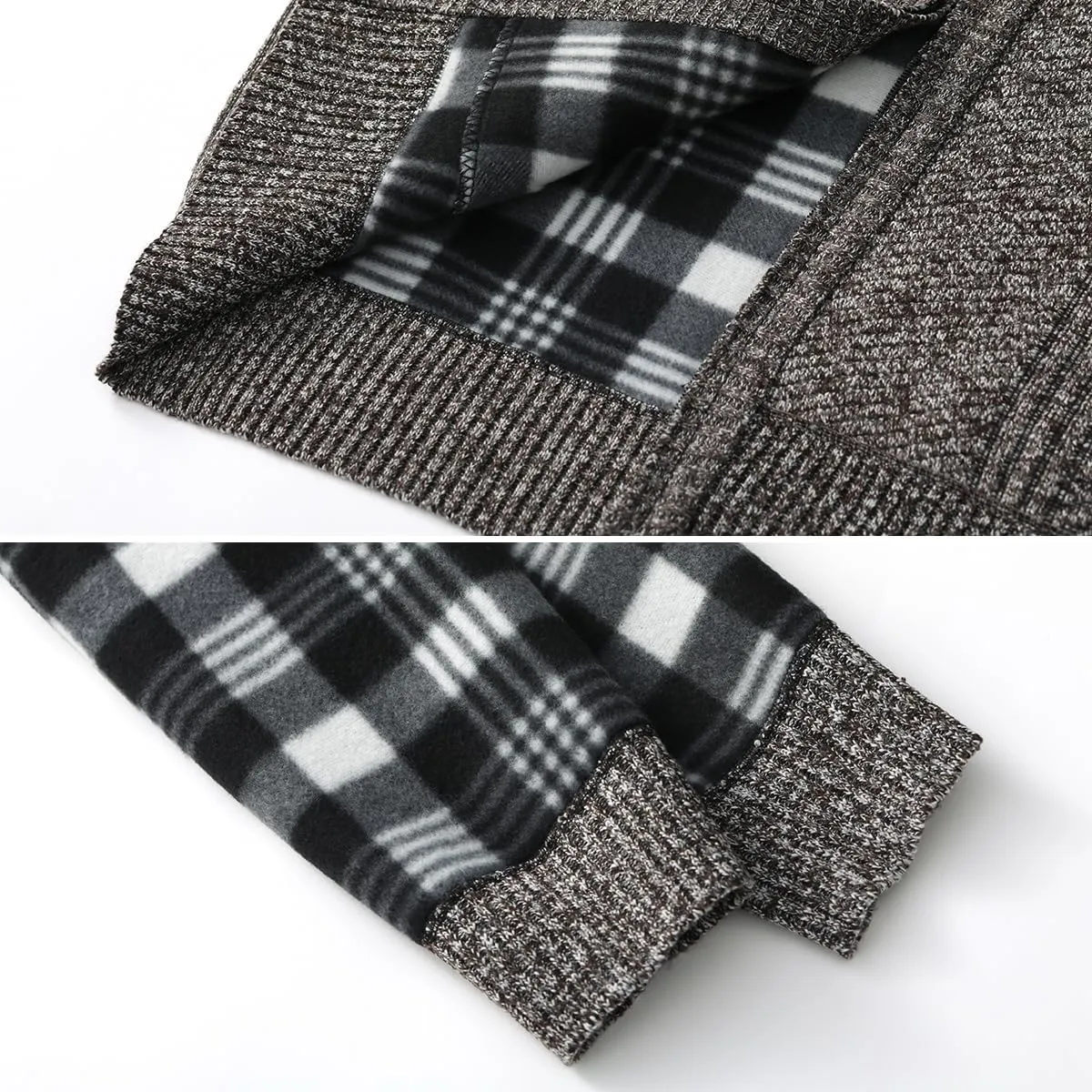 Msmsse Mens Cardigan Sweaters Full Zip Up Stand Collar Casual Knitted Sweater with 2 Front Pockets