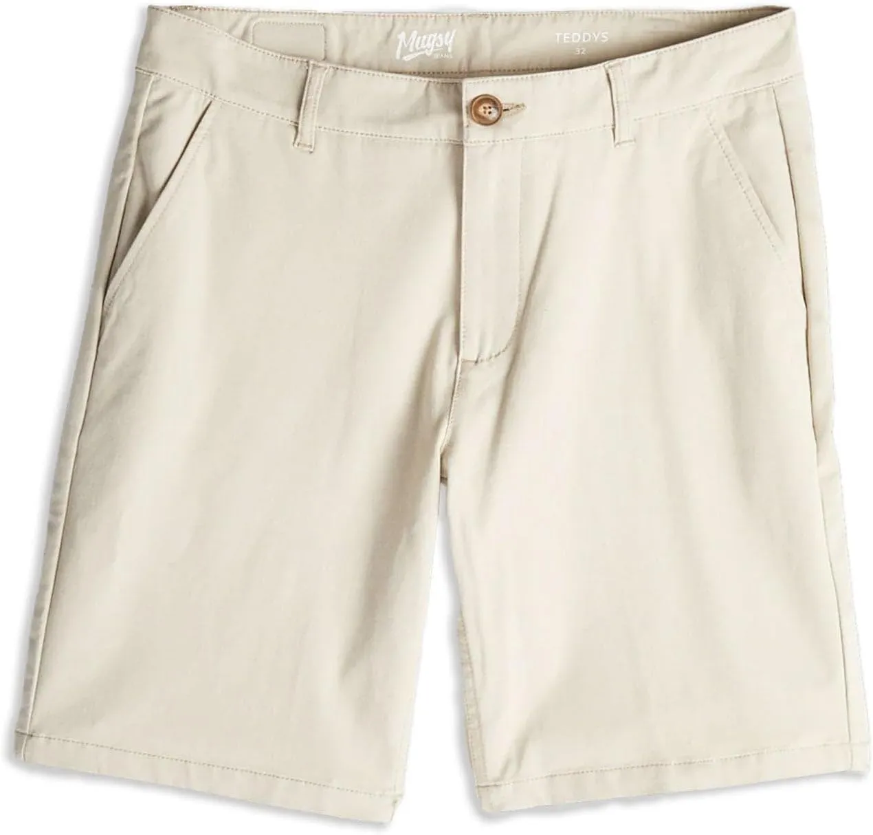 Mugsy Mens Chinos Shorts, 4-Way Stretch Khaki Shorts for Men, Comfortable, Classic Fit, 7" Inseam