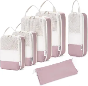 Narwey 6 Set Compression Packing Cubes Travel for Carry on Women, Packing Organizers Bag for Backpack Luggage Suitcase Duffle Bags