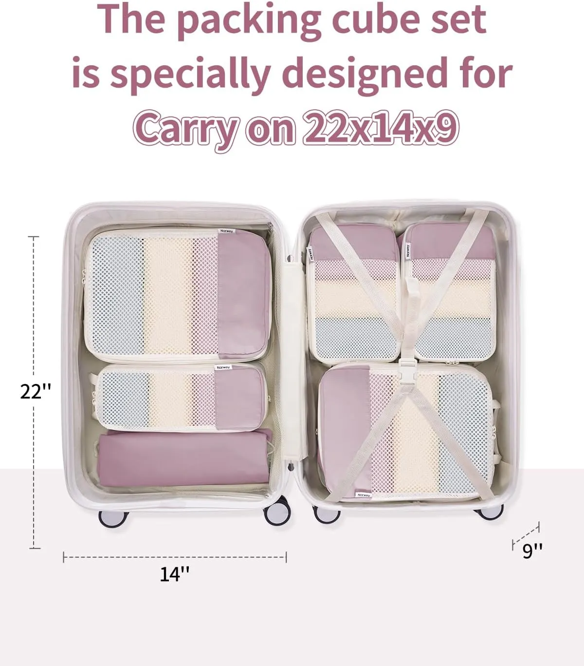 Narwey 6 Set Compression Packing Cubes Travel for Carry on Women, Packing Organizers Bag for Backpack Luggage Suitcase Duffle Bags