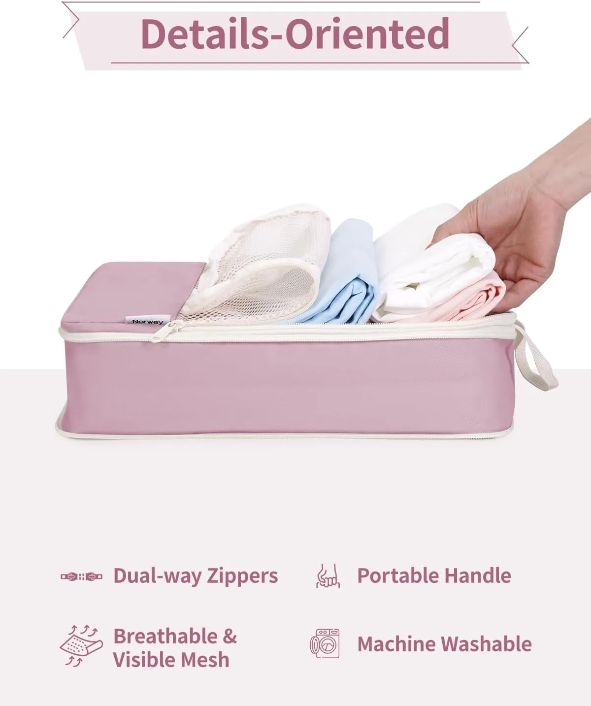 Narwey 6 Set Compression Packing Cubes Travel for Carry on Women, Packing Organizers Bag for Backpack Luggage Suitcase Duffle Bags