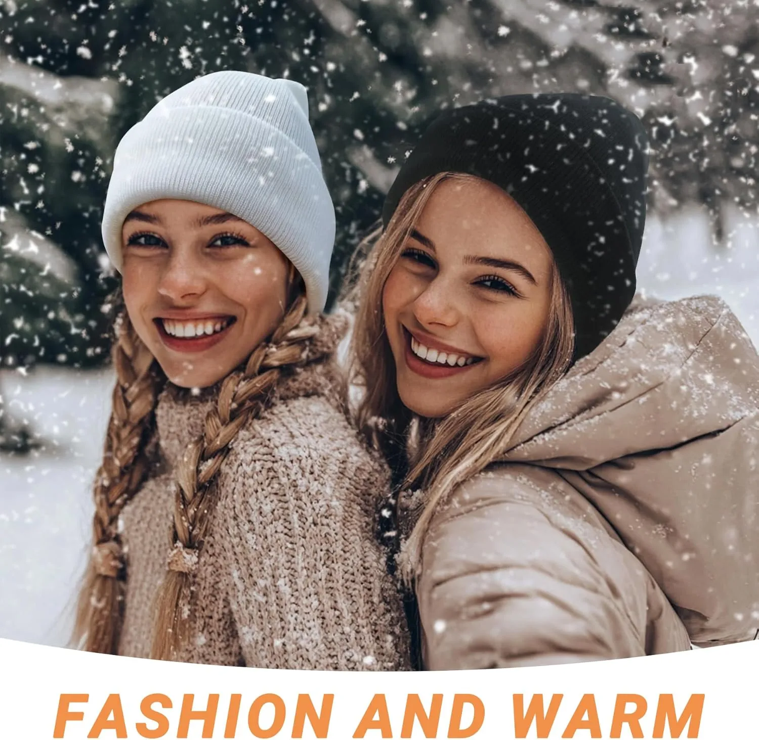 NPQQUAN 2 PCS Satin Lined Beanie for Women Silk Lined Beanies Winter Warm Soft Lining Cuffed Knit Beanie Hats for Woman