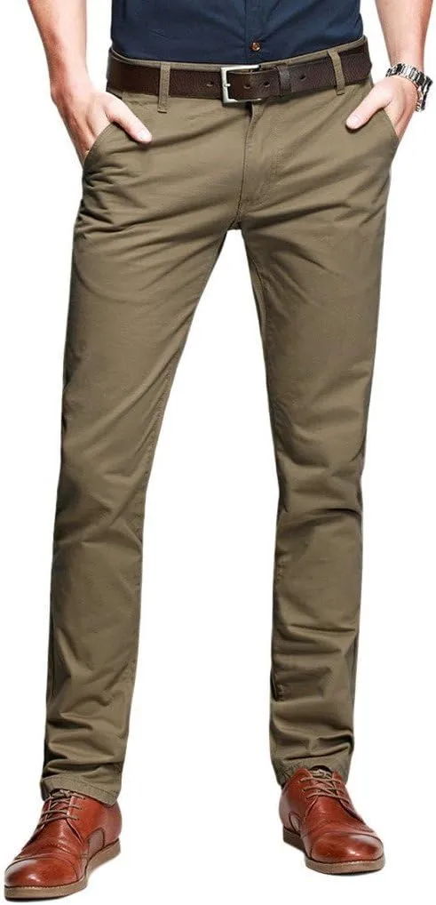 OCHENTA Mens Tapered Flat Front Casual Dress Pants, Chinos Pants Men