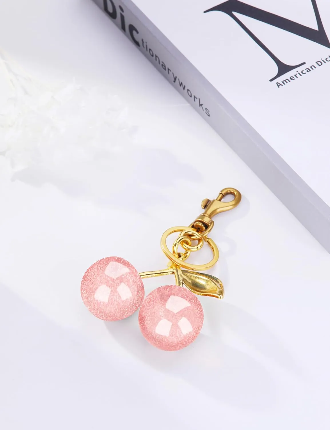 OVRUNS Cherry Bag Charm Cute Cherry Accessories Sparkling Purse Charms for Women