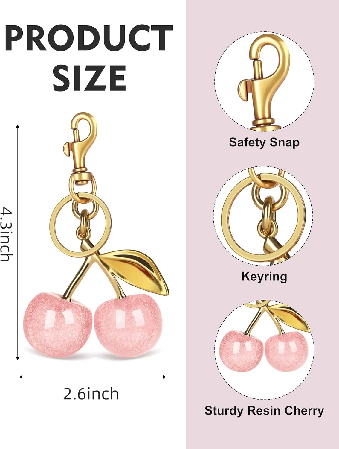 OVRUNS Cherry Bag Charm Cute Cherry Accessories Sparkling Purse Charms for Women