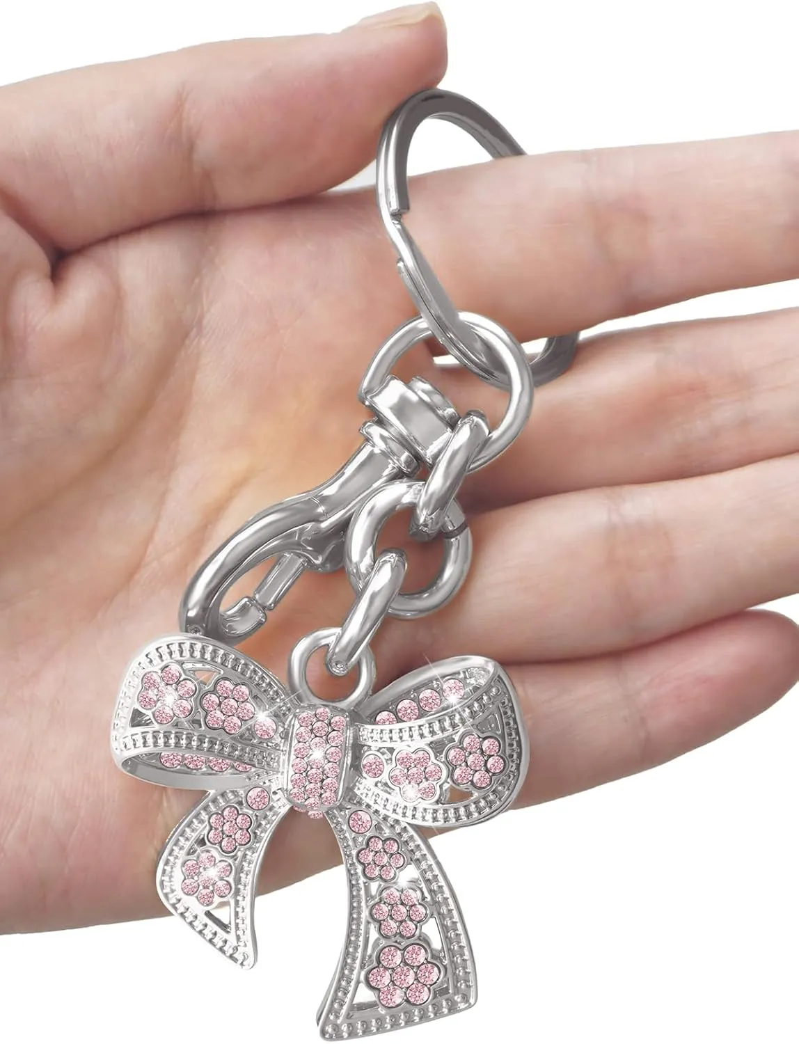 OVRUNS Sparkly Bow Bag Charm Rhinestone Bow Keychain Bows Purse Charms Women Bag Charm for Handbag