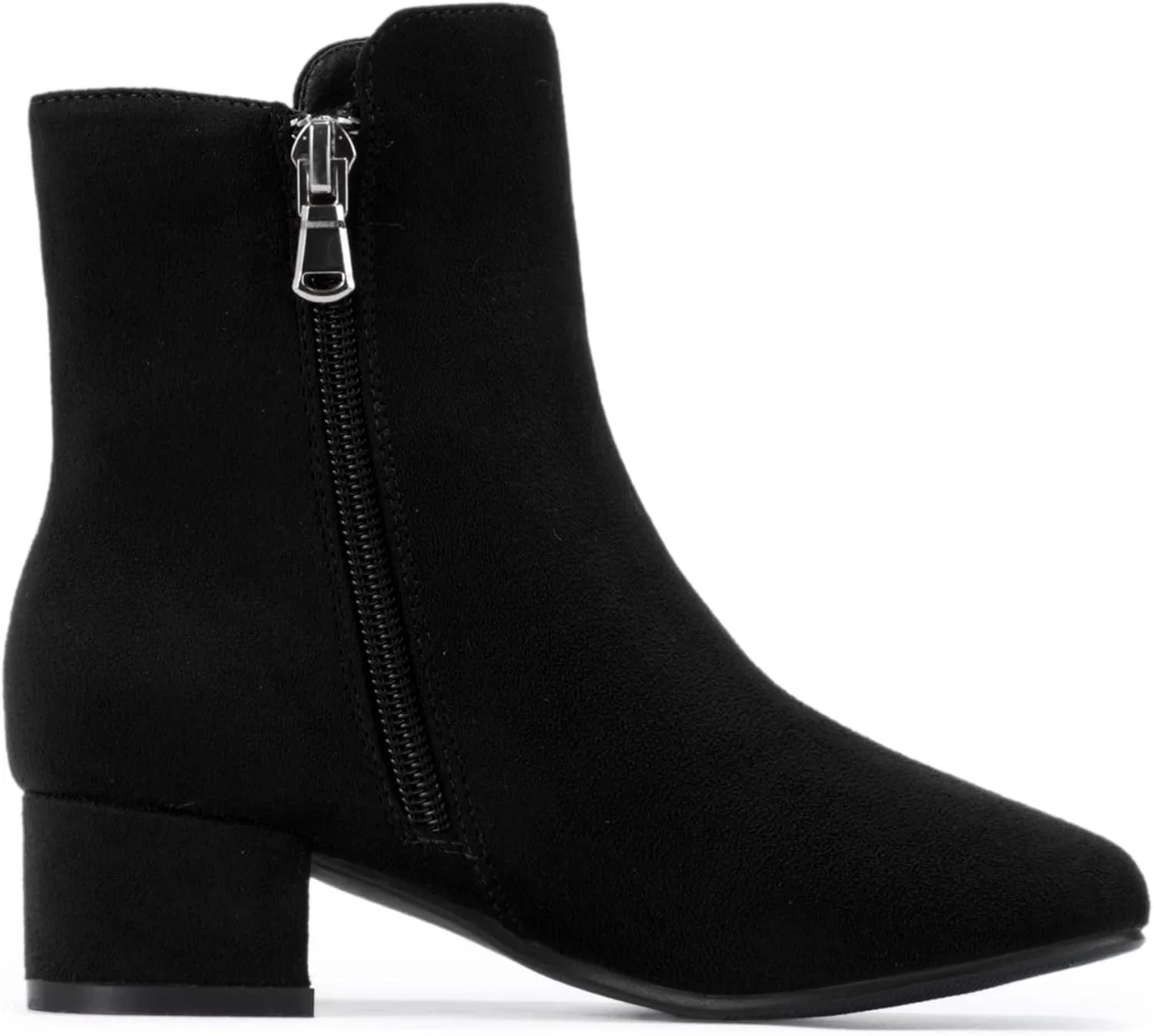 PANDANINJIA Alyssa Girls Fashion Boots Square-Toe Dress Boots Low Heel Ankle Booties with Zipper for Toddler Little Kids Big Kids
