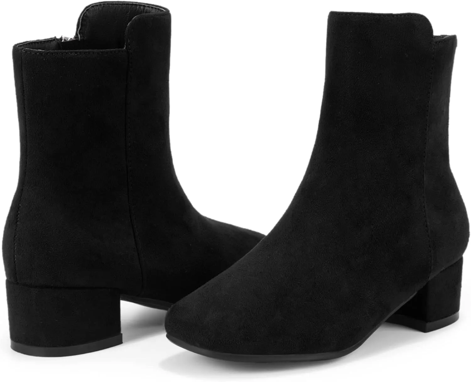 PANDANINJIA Alyssa Girls Fashion Boots Square-Toe Dress Boots Low Heel Ankle Booties with Zipper for Toddler Little Kids Big Kids