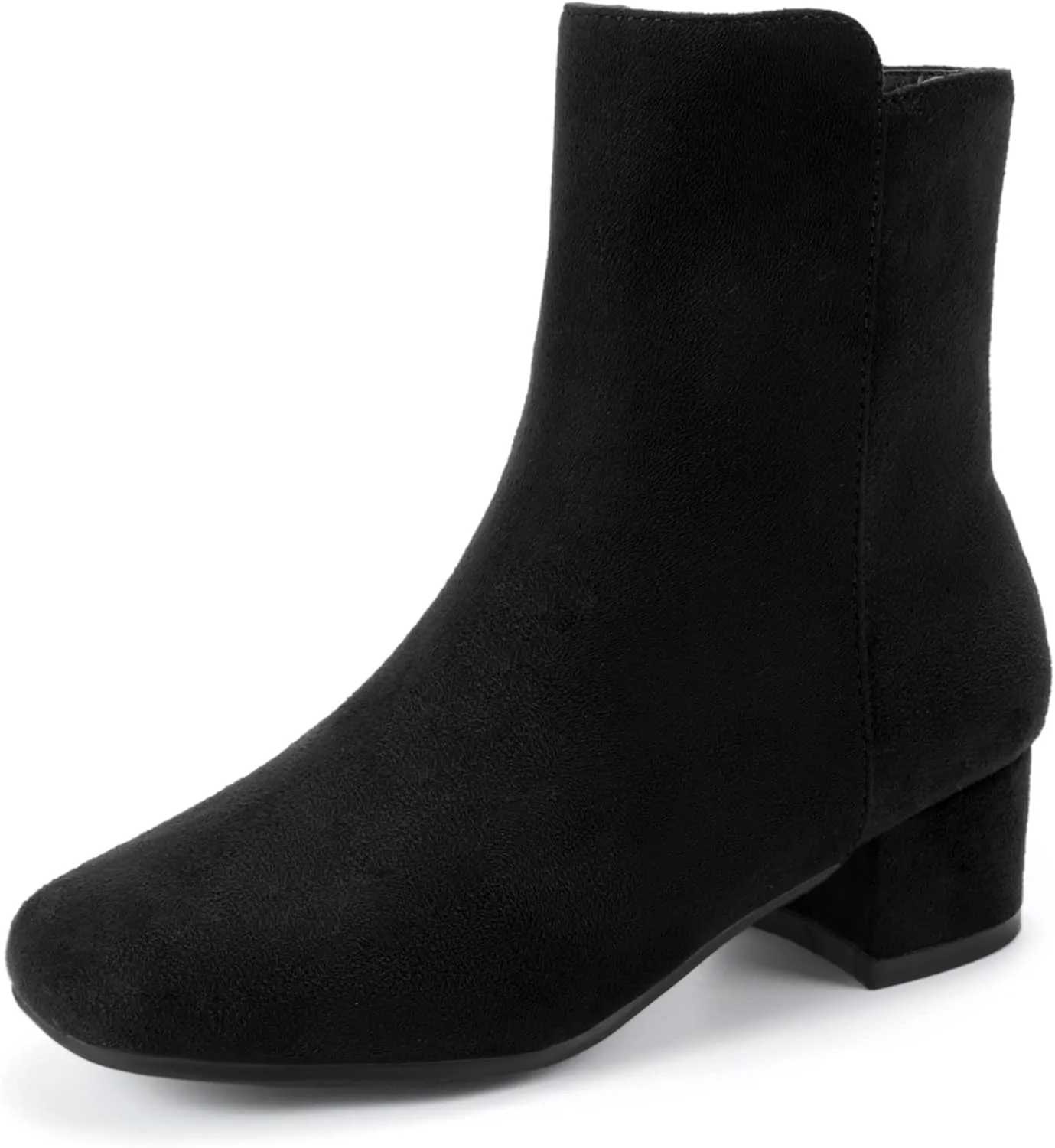 PANDANINJIA Alyssa Girls Fashion Boots Square-Toe Dress Boots Low Heel Ankle Booties with Zipper for Toddler Little Kids Big Kids
