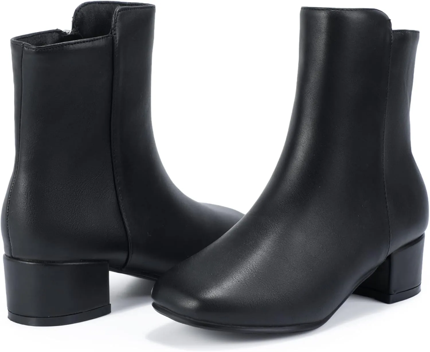PANDANINJIA Alyssa Girls Fashion Boots Square-Toe Dress Boots Low Heel Ankle Booties with Zipper for Toddler Little Kids Big Kids