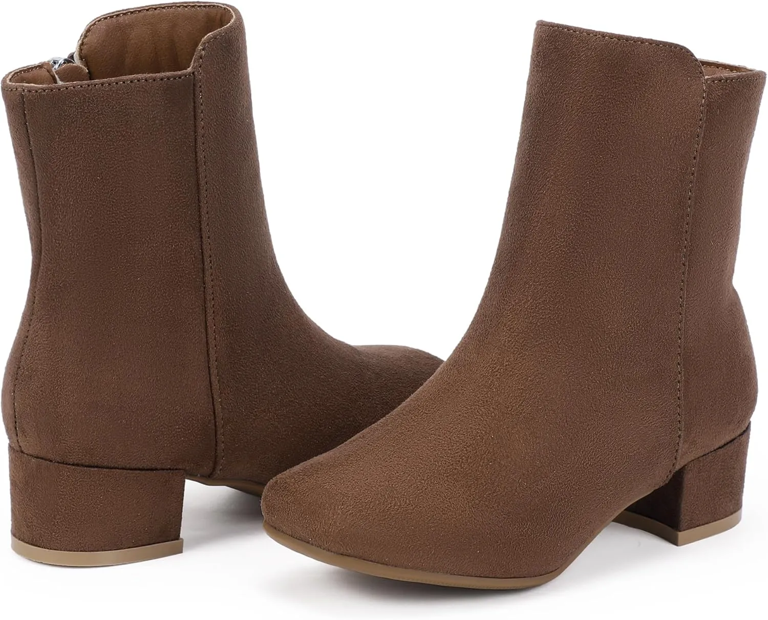 PANDANINJIA Alyssa Girls Fashion Boots Square-Toe Dress Boots Low Heel Ankle Booties with Zipper for Toddler Little Kids Big Kids