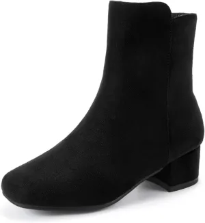 PANDANINJIA Alyssa Girls Fashion Boots Square-Toe Dress Boots Low Heel Ankle Booties with Zipper for Toddler Little Kids Big Kids