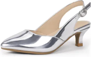 PANDANINJIA Girls Dress Shoes Kitten Heels Sandals Closed Pointed Toe Slingback Flower Girl Little Big Kid Wedding Party School Pumps Shoes