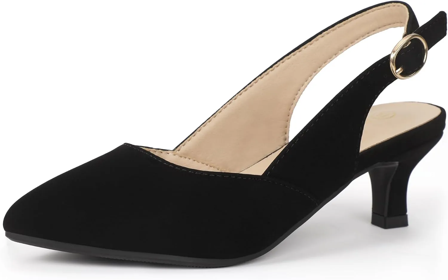 PANDANINJIA Girls Dress Shoes Kitten Heels Sandals Closed Pointed Toe Slingback Flower Girl Little Big Kid Wedding Party School Pumps Shoes
