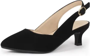 PANDANINJIA Girls Dress Shoes Kitten Heels Sandals Closed Pointed Toe Slingback Flower Girl Little Big Kid Wedding Party School Pumps Shoes