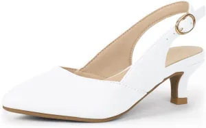 PANDANINJIA Girls Dress Shoes Kitten Heels Sandals Closed Pointed Toe Slingback Flower Girl Little Big Kid Wedding Party School Pumps Shoes