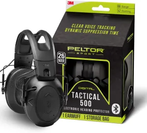 Peltor Sport Tactical 500 Bluetooth Hearing Protection Ear Muffs, One-Size, 1 Pair of Ear Muffs