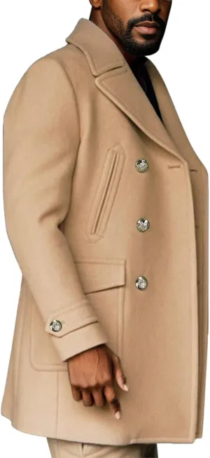 PeQAQ Men Woolen Trench Coat Slim Fit Notch Lapel Single Breasted Coats Winter Warm Business Blazer Long Suit Jacket Overcoat