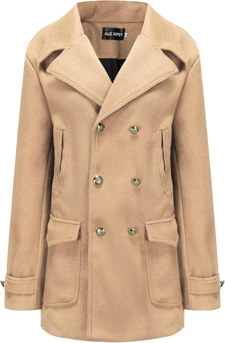 PeQAQ Men Woolen Trench Coat Slim Fit Notch Lapel Single Breasted Coats Winter Warm Business Blazer Long Suit Jacket Overcoat