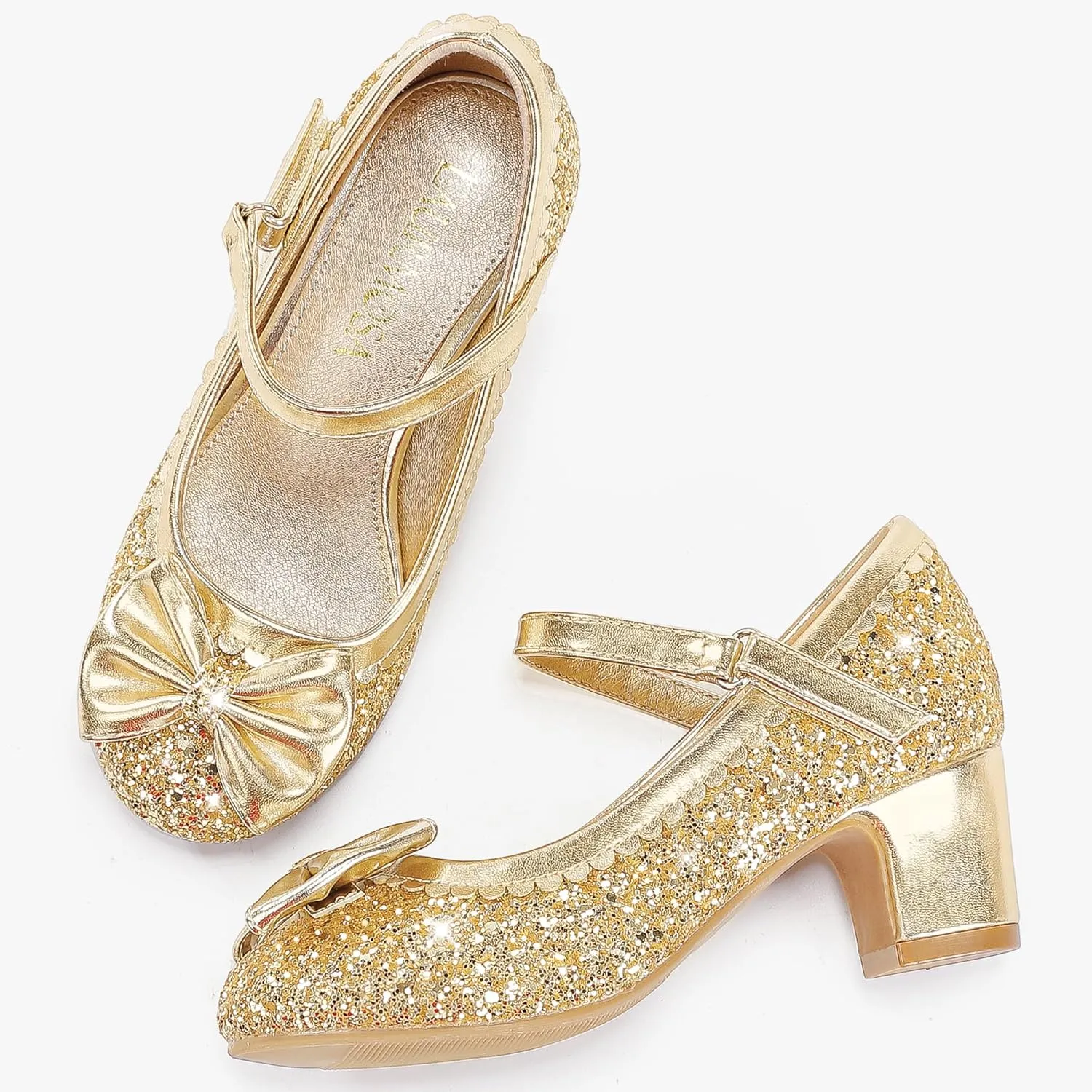 Princess Shoes High Heel Toddler Girls Dress Shoes Cute Bowknot Sparkle Mary Jane Flower Girls Wedding Birthday Party Prom for Little Big Kids