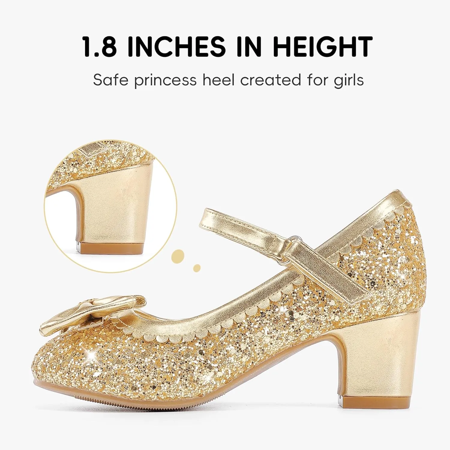 Princess Shoes High Heel Toddler Girls Dress Shoes Cute Bowknot Sparkle Mary Jane Flower Girls Wedding Birthday Party Prom for Little Big Kids