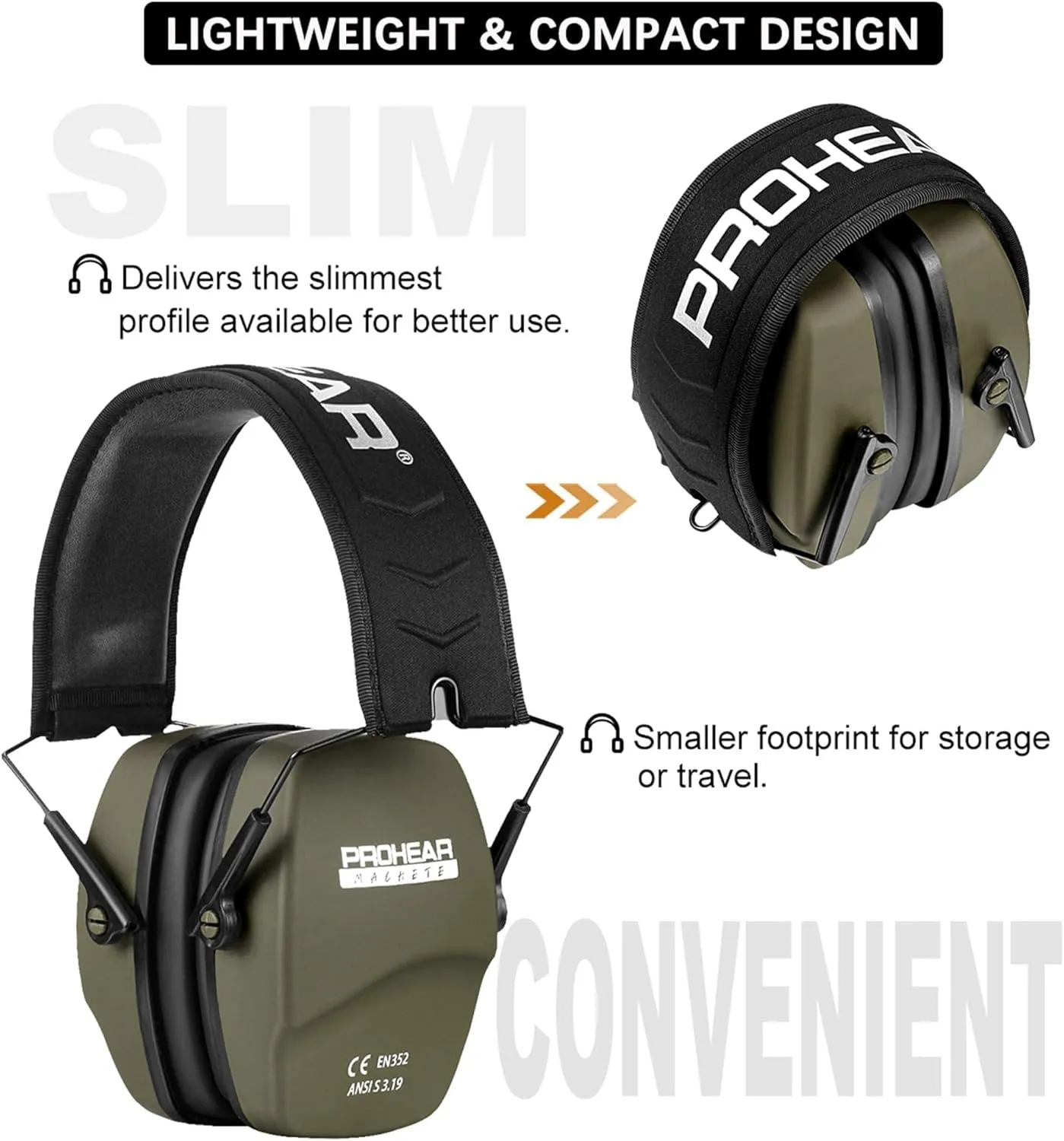 PROHEAR 016 Shooting Ear Protection Earmuffs 2 Pack, NRR 26dB for Gun Range, Hunting -Green and Brown