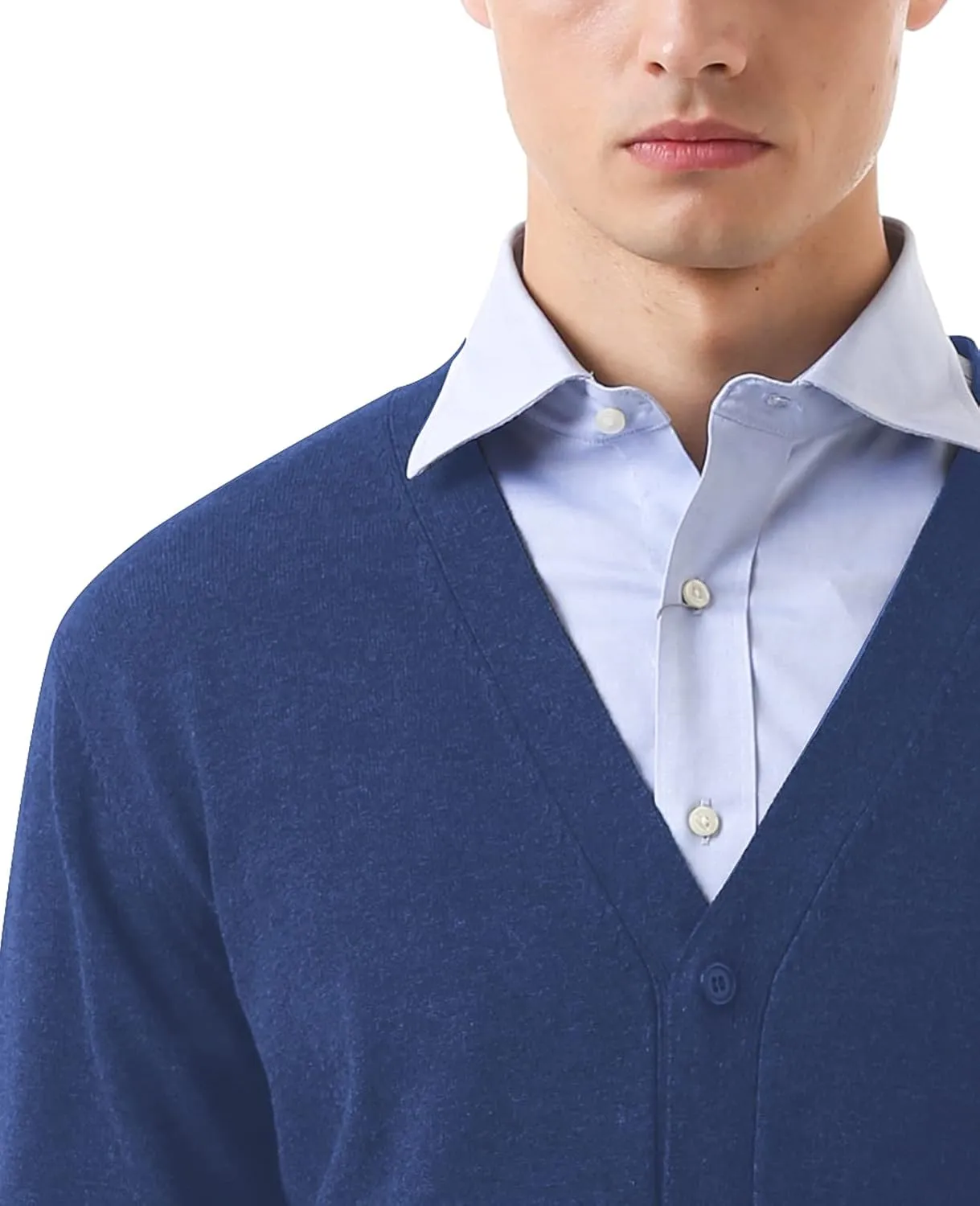 QUALFORT Men's 100% Cotton Cardigan Sweater Casual V-Neck Button Down Knitted Outerwear with Pockets