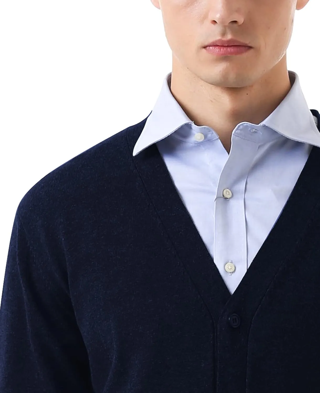 QUALFORT Men's 100% Cotton Cardigan Sweater Casual V-Neck Button Down Knitted Outerwear with Pockets