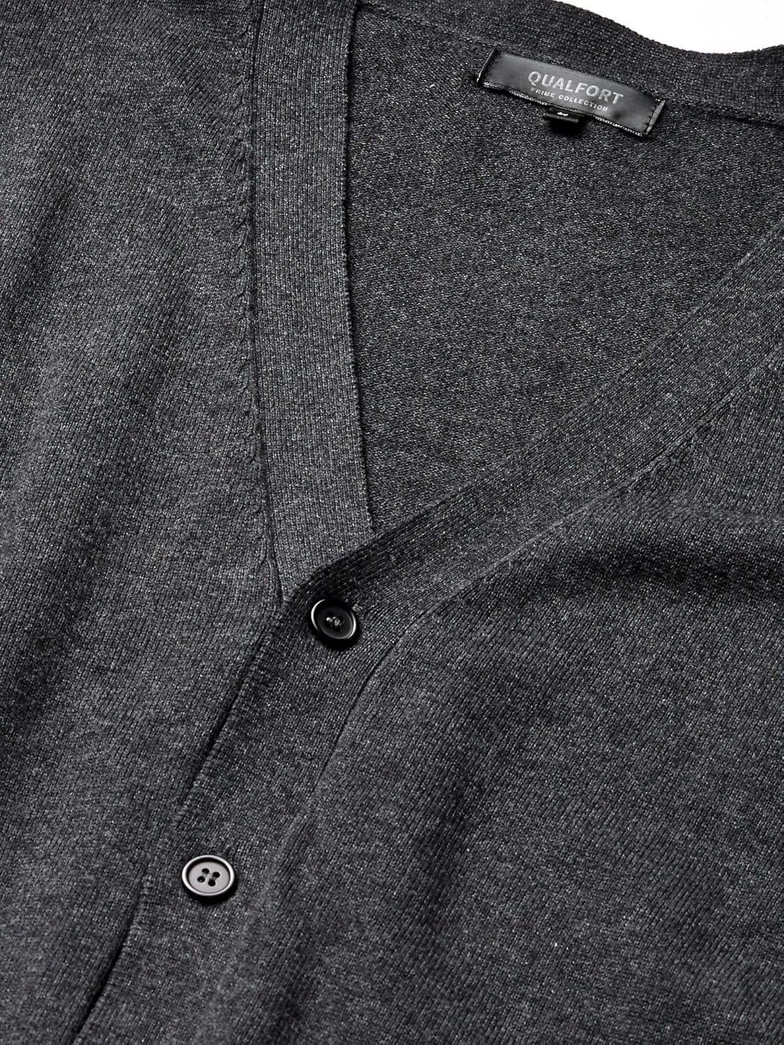QUALFORT Men's 100% Cotton Cardigan Sweater Casual V-Neck Button Down Knitted Outerwear with Pockets
