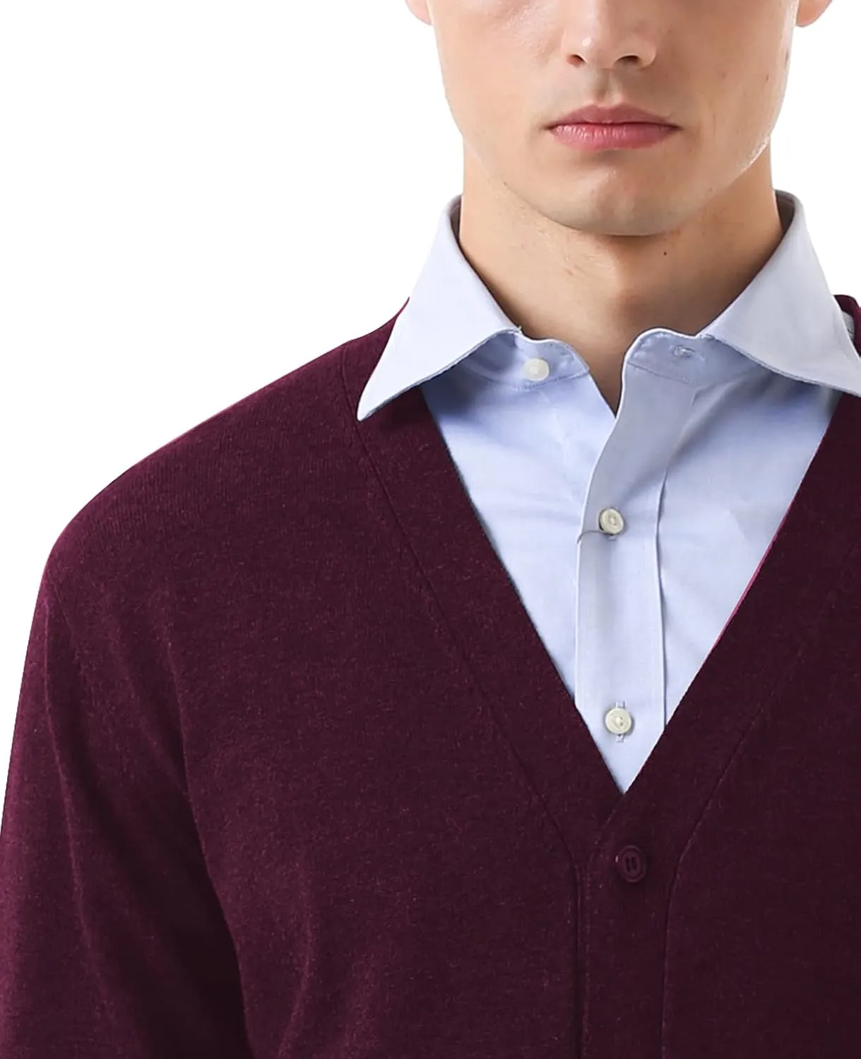 QUALFORT Men's 100% Cotton Cardigan Sweater Casual V-Neck Button Down Knitted Outerwear with Pockets