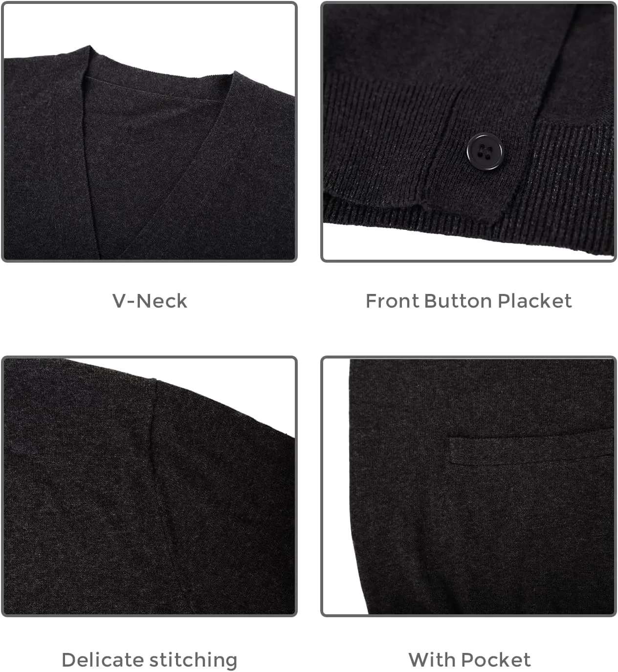 QUALFORT Men's 100% Cotton Cardigan Sweater Casual V-Neck Button Down Knitted Outerwear with Pockets