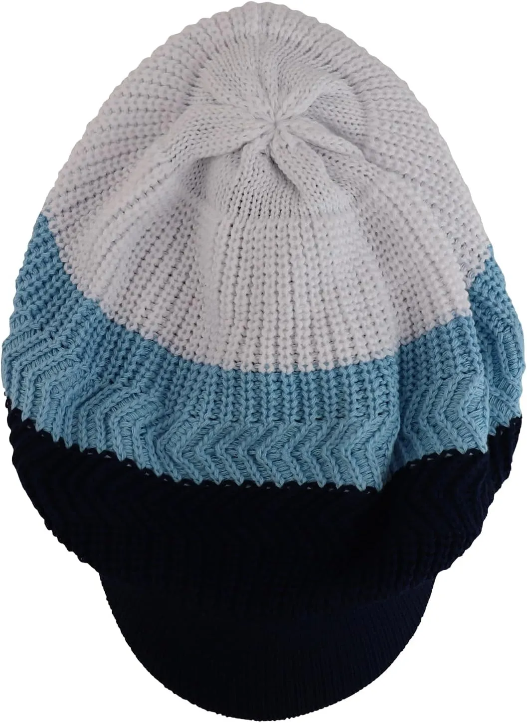 RGY Striped Jamaica Rasta Knit Deep Crown 100% Cotton Visored Beanie