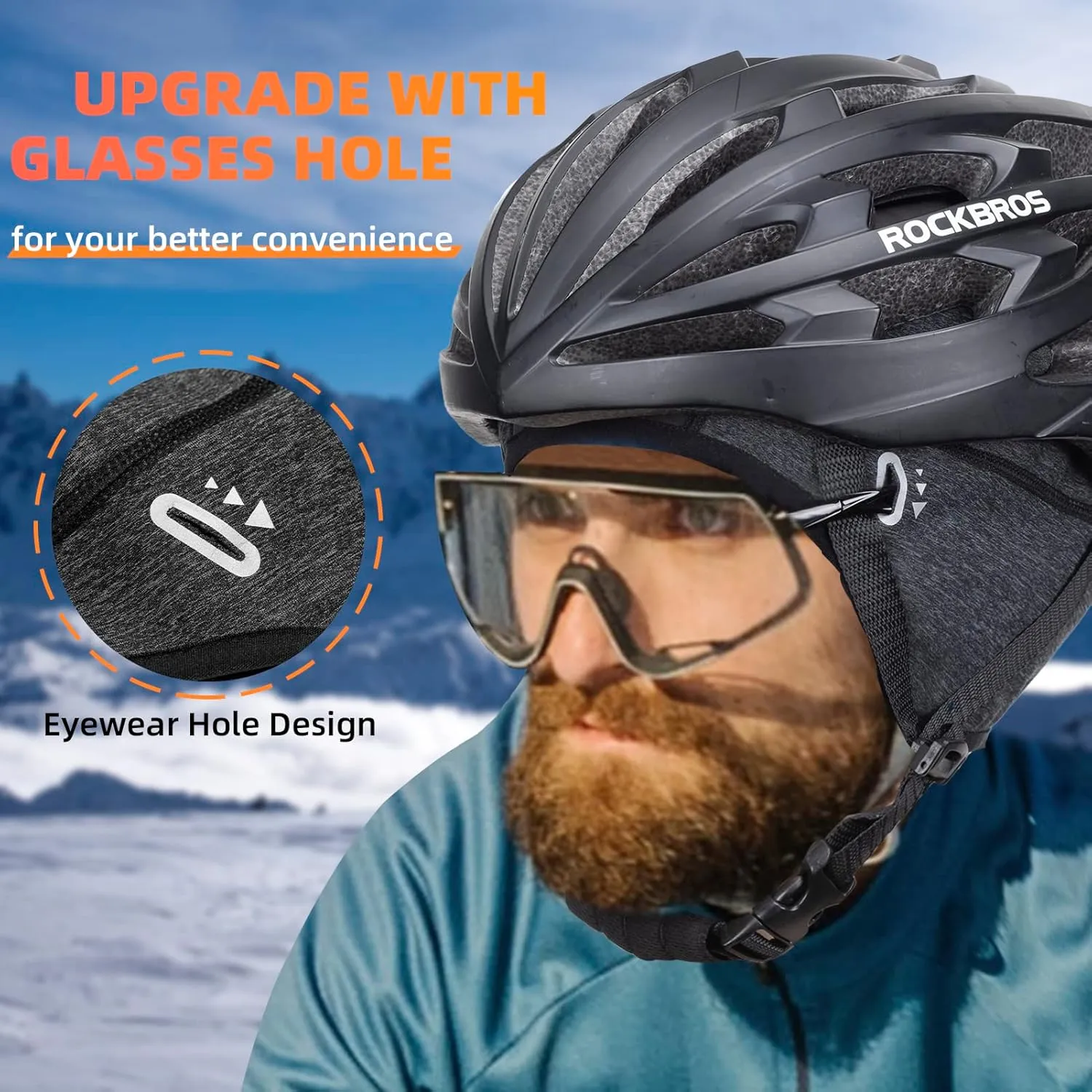 ROCKBROS Winter Cycling Caps for Men Women Windproof Cycling Hat with Sun Visor Under Helmet Liner Black