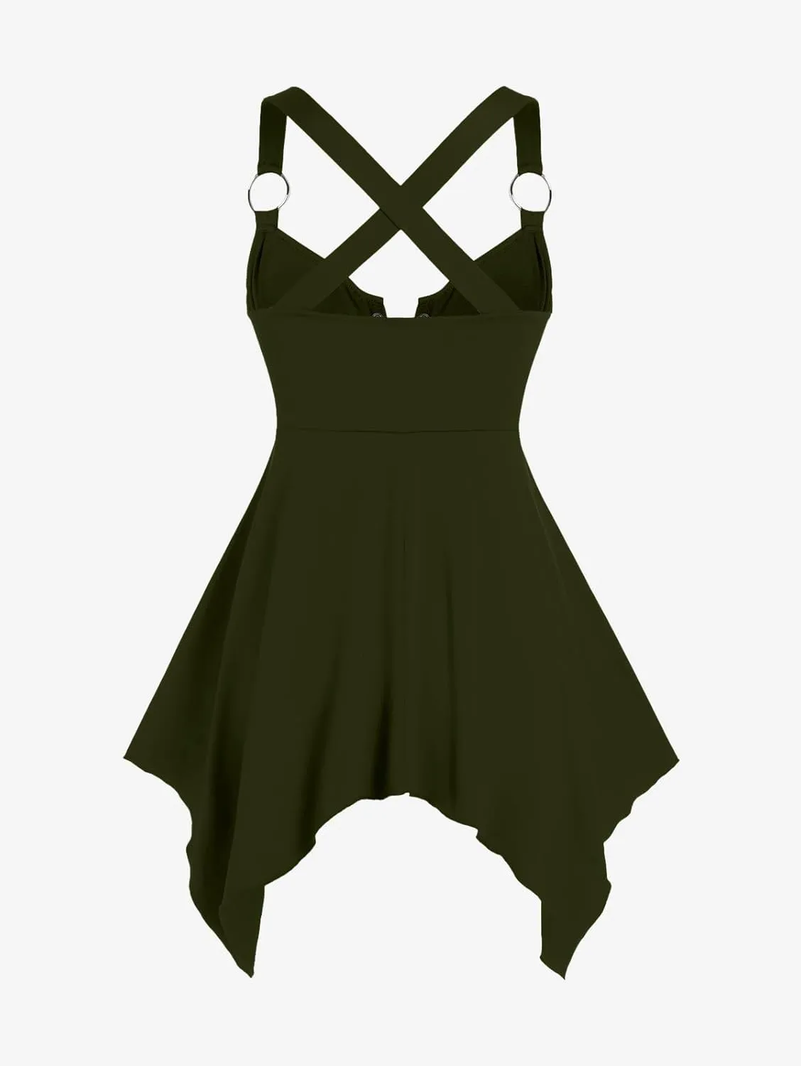 ROSE GAL Womens Plus Size Lace Up Zipper Crisscross Handkerchief Tank Top