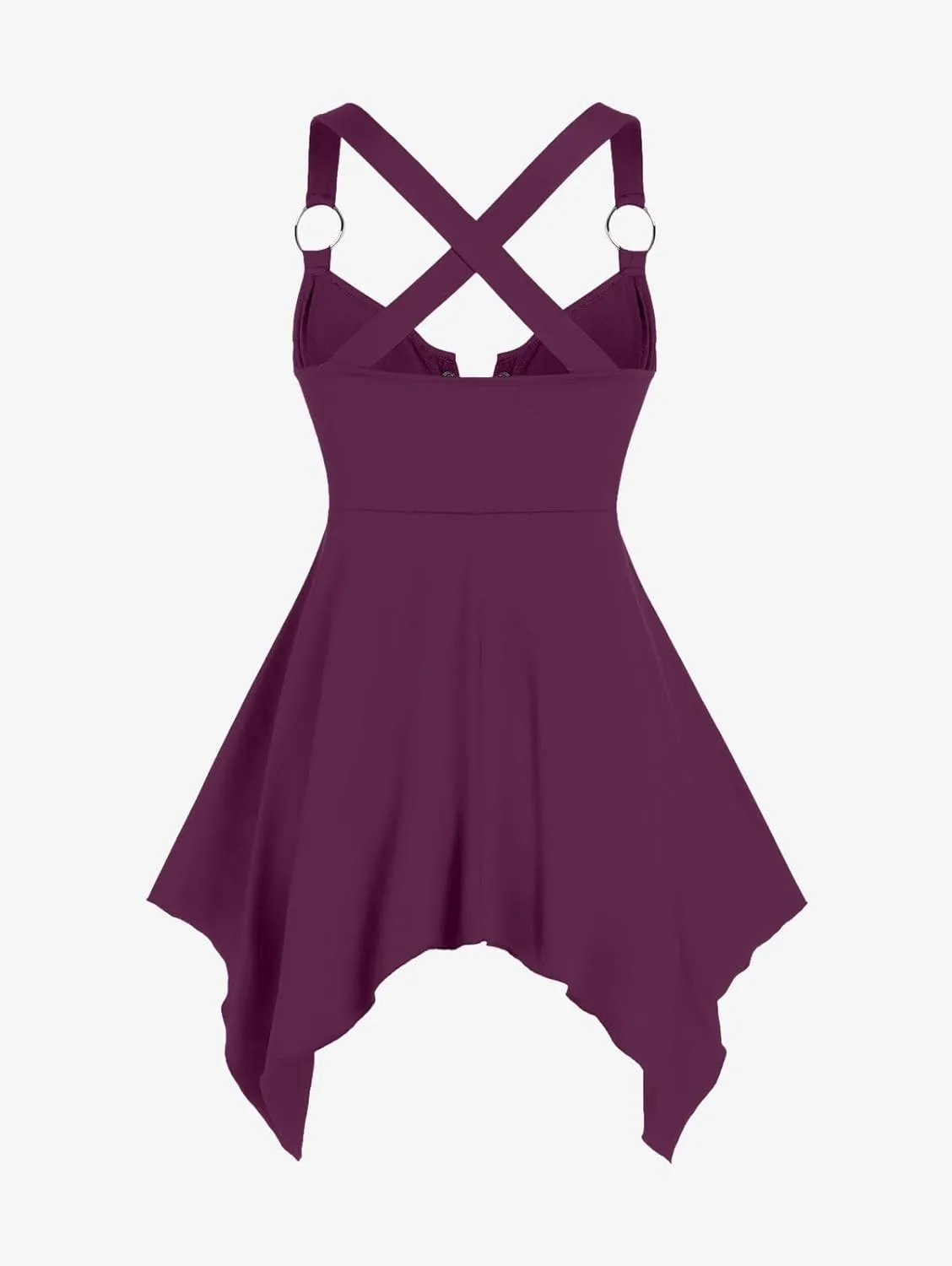 ROSE GAL Womens Plus Size Lace Up Zipper Crisscross Handkerchief Tank Top