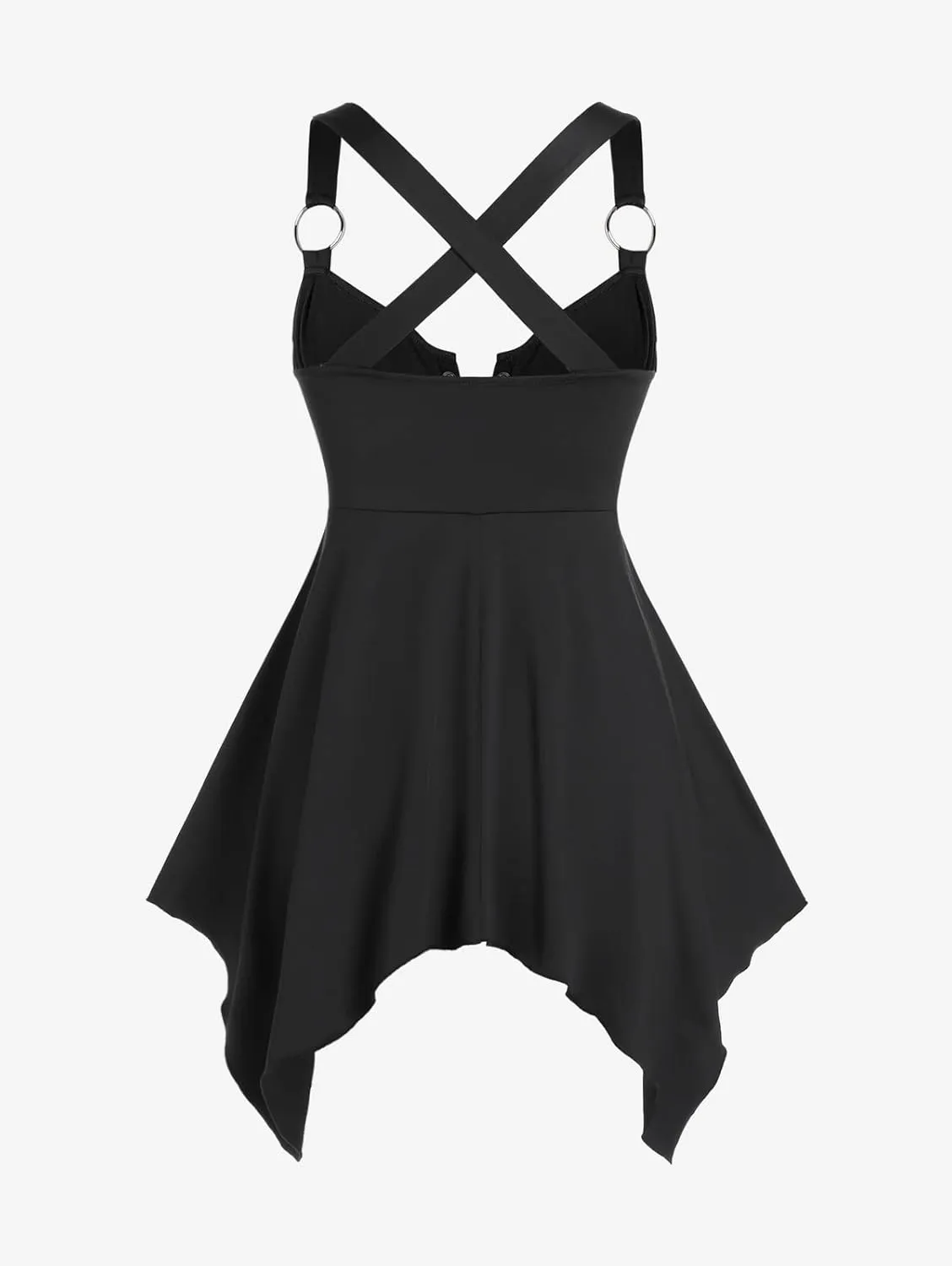 ROSE GAL Womens Plus Size Lace Up Zipper Crisscross Handkerchief Tank Top