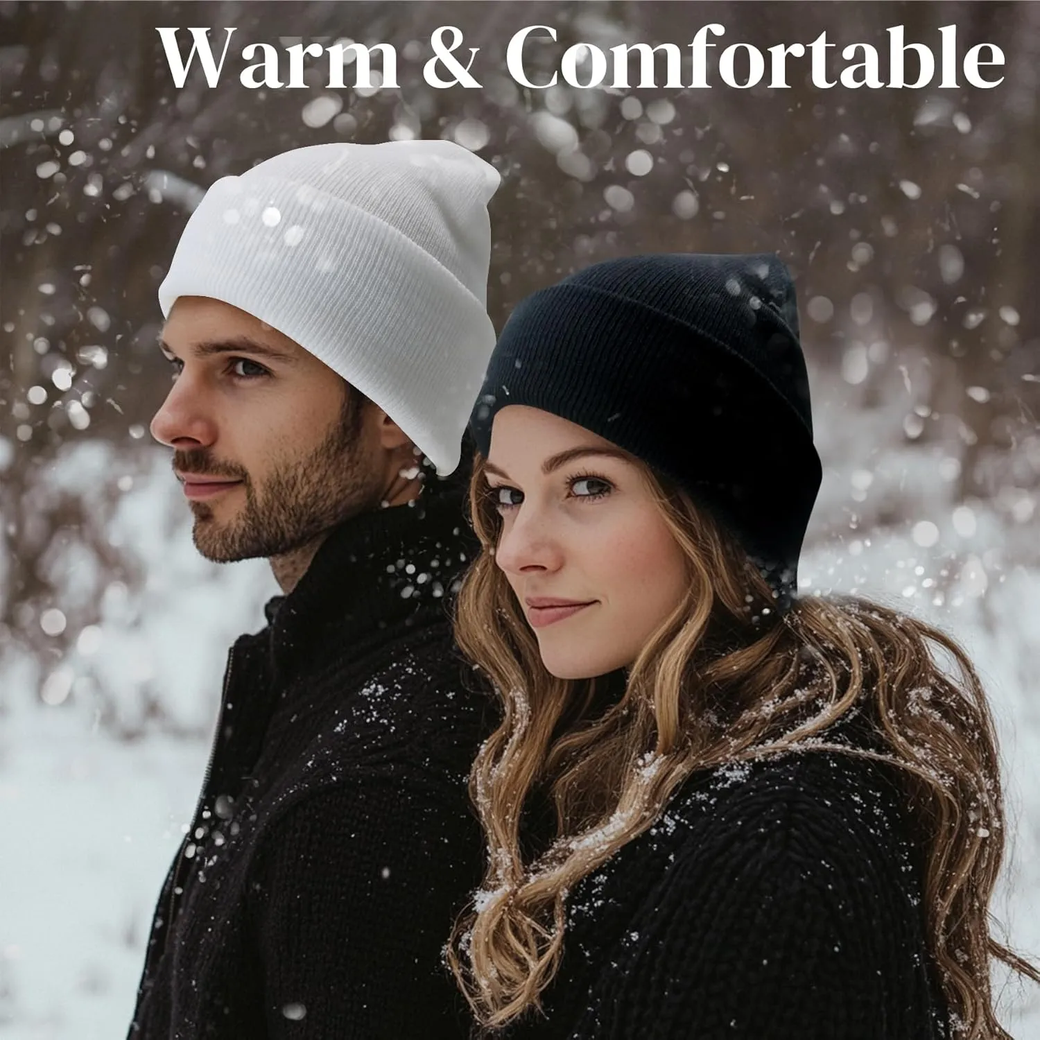 Satin Lined Beanie for Women Men Winter Hat Silk Lining Warm Cuffed Beanie Knit Hats