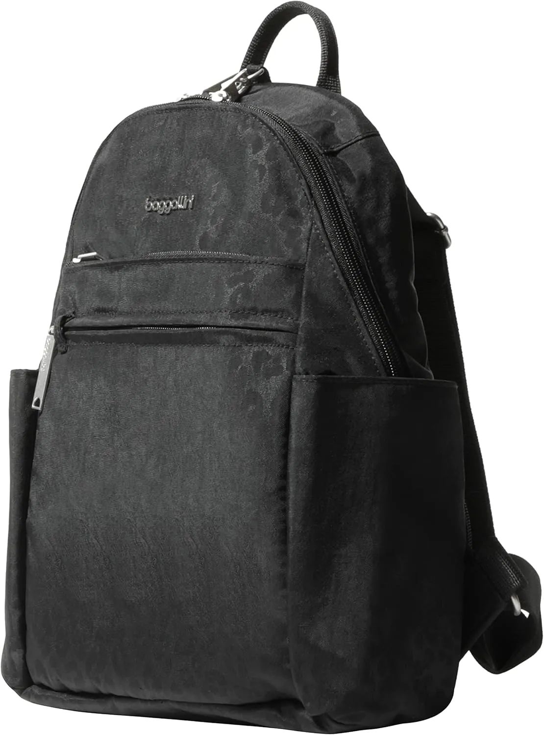 Securtex Anti-theft Vacation Travel Backpack 10x13" Slash-Resistant Nylon Daypack w/RFID, Black Cheetah