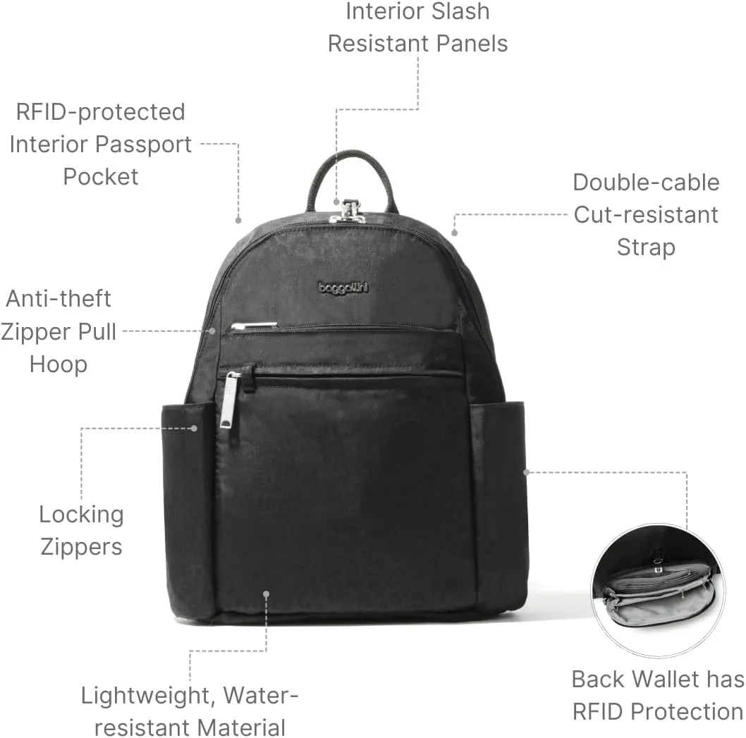 Securtex Anti-theft Vacation Travel Backpack 10x13" Slash-Resistant Nylon Daypack w/RFID, Black Cheetah