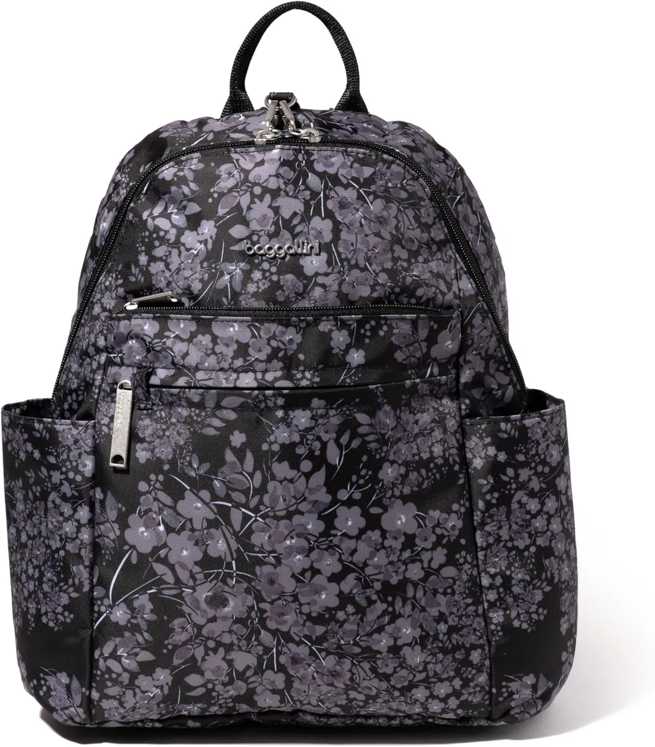 Securtex Anti-theft Vacation Travel Backpack 10x13" Slash-Resistant Nylon Daypack w/RFID, Black Hydrangea