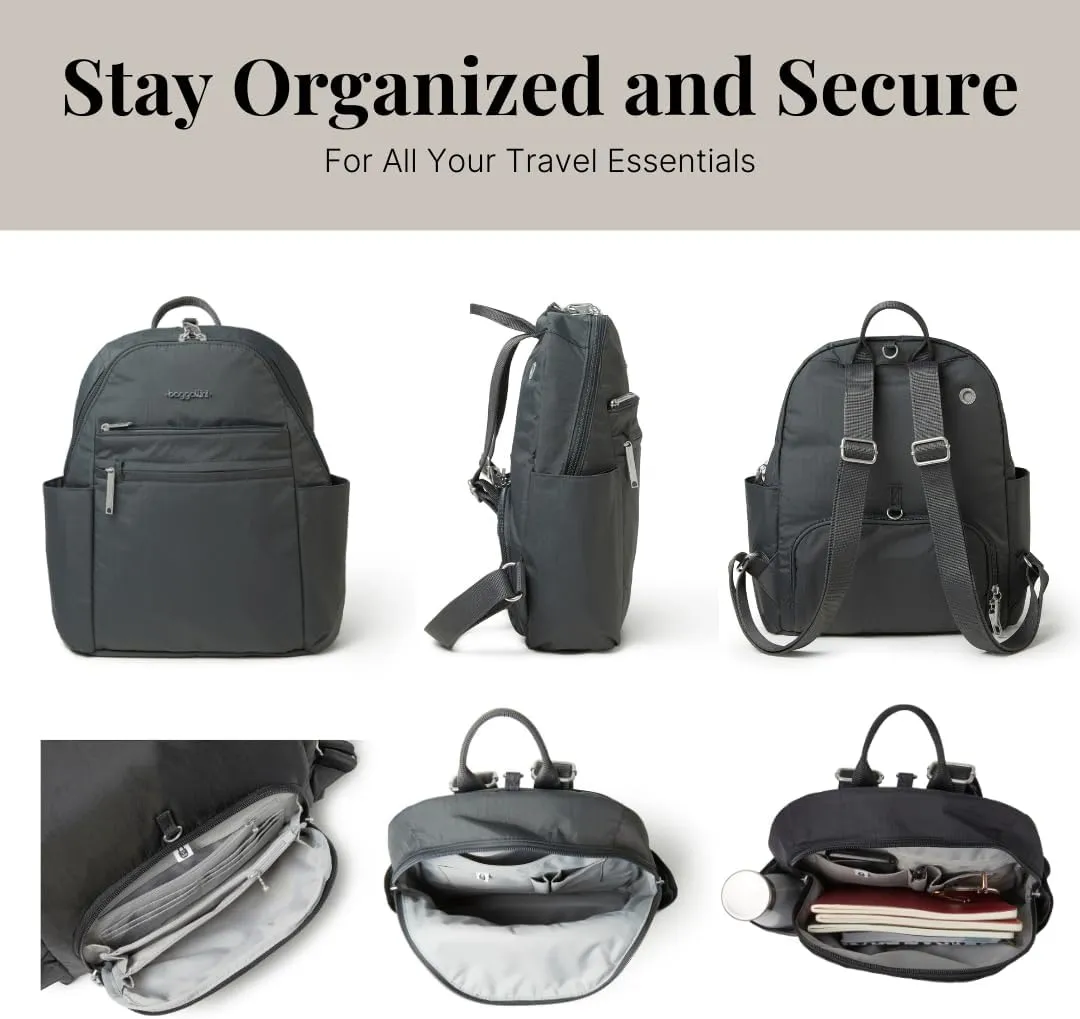 Securtex Anti-theft Vacation Travel Backpack 10x13" Slash-Resistant Nylon Daypack w/RFID, Charcoal