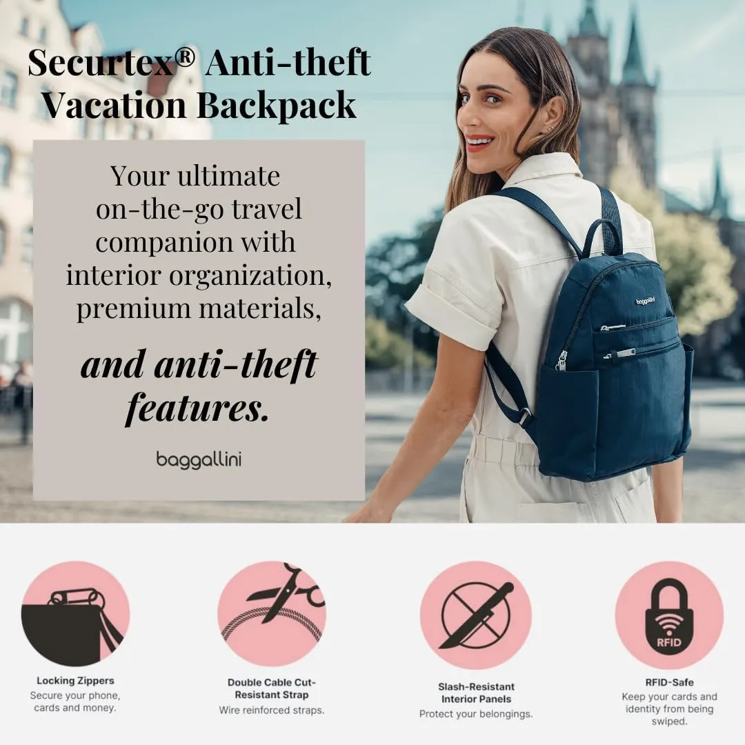Securtex Anti-theft Vacation Travel Backpack 10x13" Slash-Resistant Nylon Daypack w/RFID, Charcoal