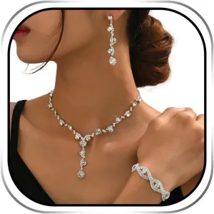 Sixexey Rhinestone Earrings Silver Earrings Sparkly Bracelet Earrings Party Prom Earrings Jewelry for Women