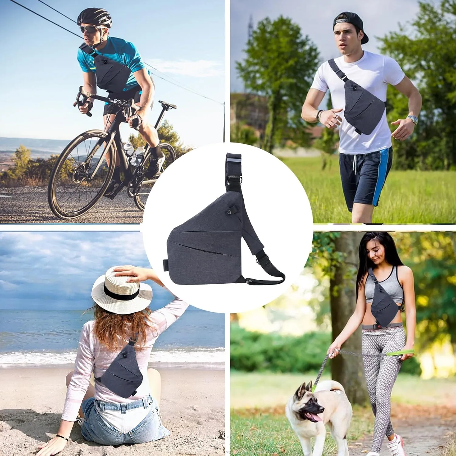 Sling Bag for Women Men, Anti Theft Travel Bag Crossbody Bags for Women Men Flex Bag for Outdoor Sport Casual Hiking Running