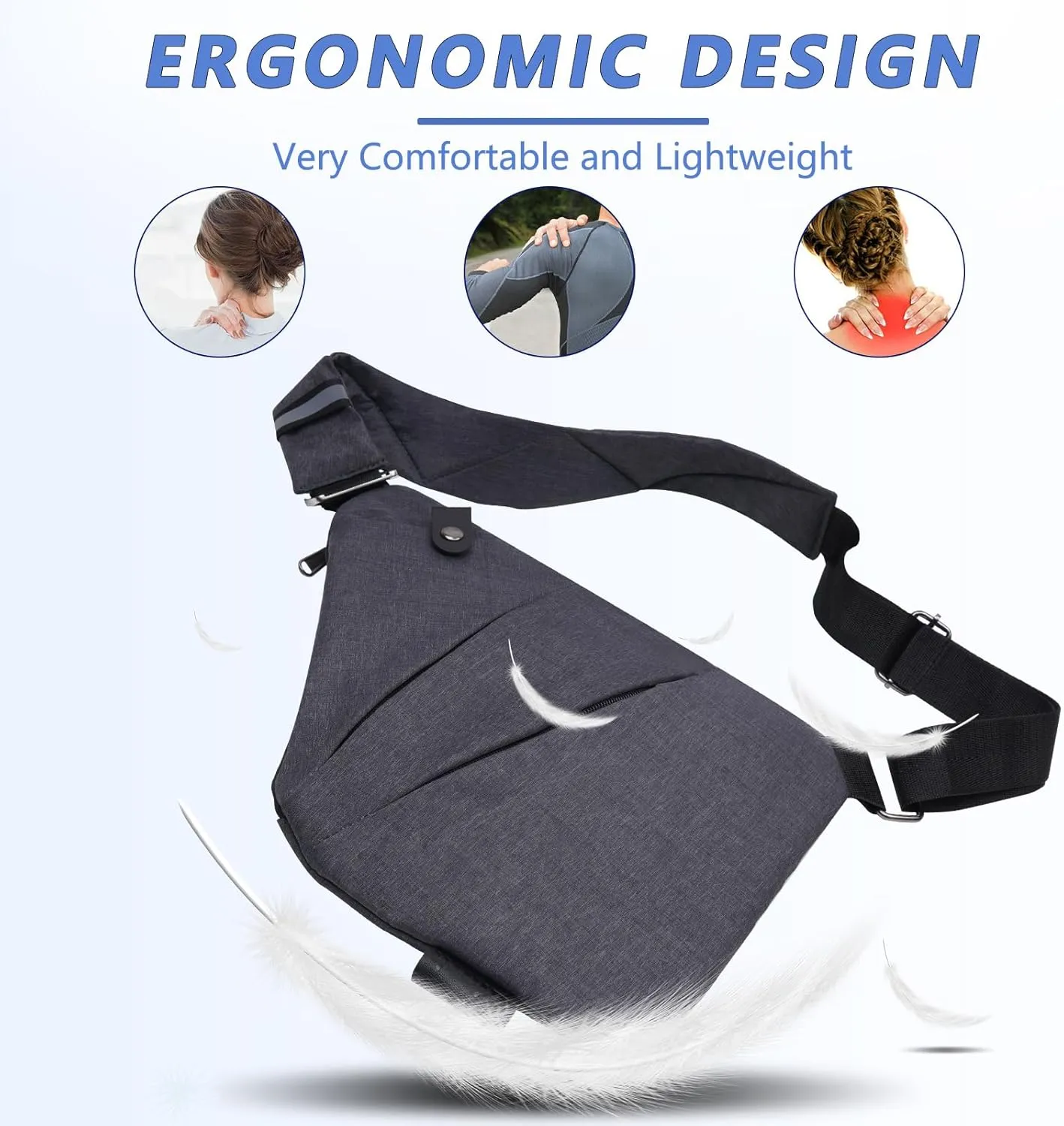 Sling Bag for Women Men, Anti Theft Travel Bag Crossbody Bags for Women Men Flex Bag for Outdoor Sport Casual Hiking Running