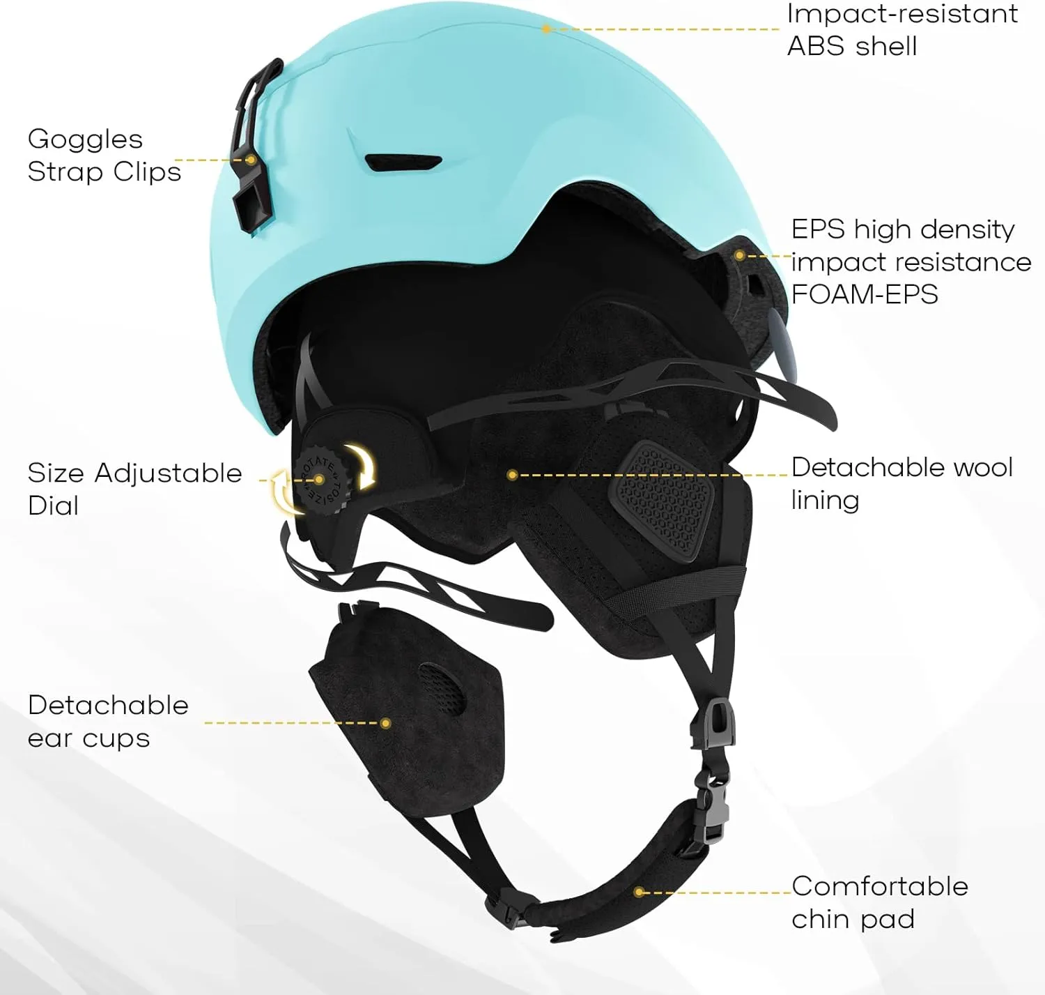 Snowboard Helmet, Ski Helmet for Adults-with 9 Vents, ABS Shell and EPS Foam, Snow Helmets for Men and Women Youth