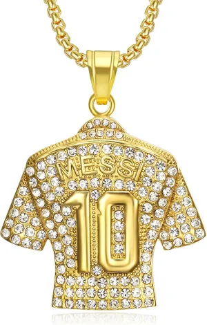Soccer Jersey 10 Necklace, Number 10 Soccer Jersey Pendant Necklace, Titanium Steel Necklace Pendant, Football Gifts for Miami Fans