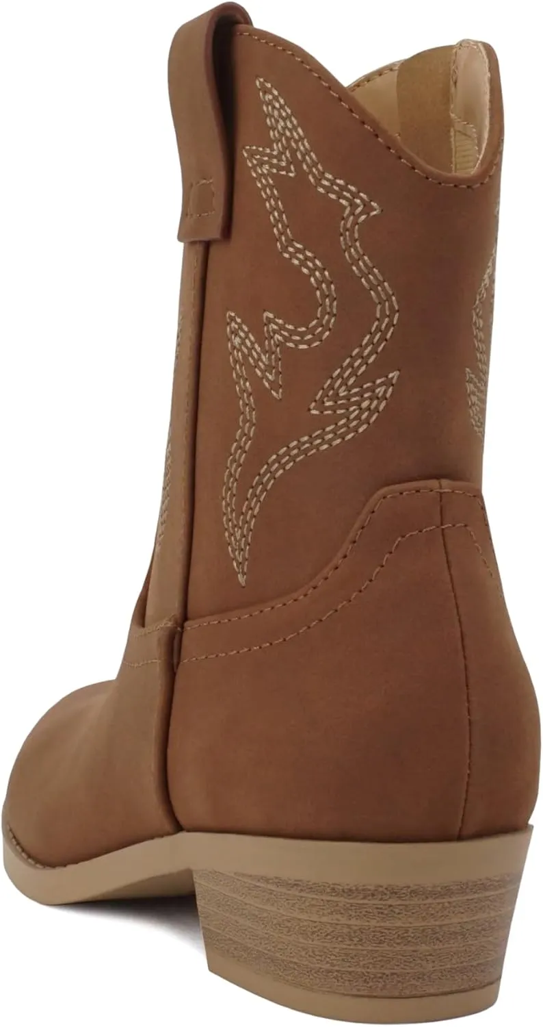 Soda ??BLAZING-2?? ~ Little Kids/Children/Girls Stitched Pointed Toe Low Heel High Top Ankle Shaft Western Boot Bootie